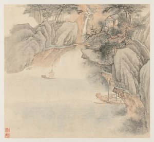 風景のアルバム：葉4、1677年。 作： Wang Gai