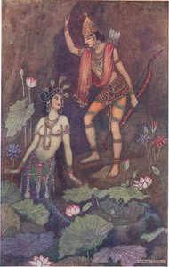 アルジュナとニンフ川 作： Warwick Goble