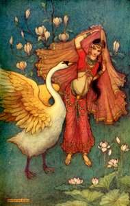 ダマヤンティと白鳥」1913年 作： Warwick Goble
