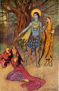 ラーマは悪魔の恋人を捨てる」1913年 作： Warwick Goble
