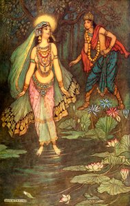 Shantanu Meets the Goddess Ganga」（1913年）。 作： Warwick Goble