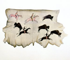 バッファロー狩りに参加したアメリカンプレーンズインディアン、1898年 作： Washakie