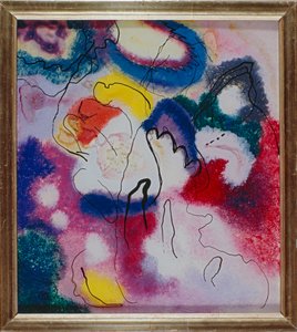 赤い染みのあるガラスの絵 作： Wassily Kandinsky