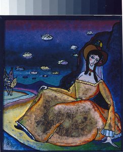 「ヴァシリー・カンディンスキー（またはワシリー・カンディンスキーまたはカンディンスキー）の絵画「黄金のドレスを着た貴婦人