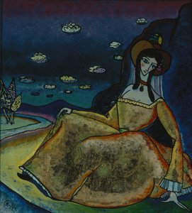 ゴールドドレスの女性、1917年