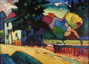 ムルナウ-緑の家のある風景。 1909 作： Wassily Kandinsky