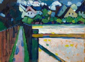 ムルナウ - 歩道と家 作： Wassily Kandinsky