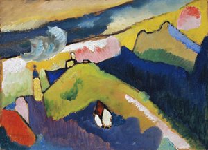 ムルナウ。教会のある山の風景、1910 作： Wassily Kandinsky
