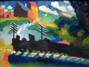 鉄道と城のあるムルナウの眺め 作： ワシリー・カンディンスキー