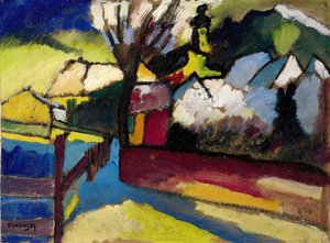 "木のある秋の風景" 絵画 ヴァシリー・カンディンスキー（またはワシリー・カンディンスキーまたはカンディンスキーイ 作： Wassily Kandinsky