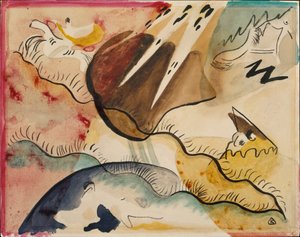 雨の風景、1911（紙にトイレ） 作： Wassily Kandinsky