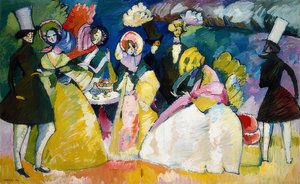 フープスカート会社。 1909 作： Wassily Kandinsky