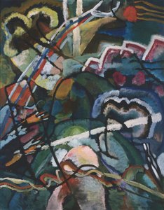白い境界線のある絵のためのスケッチIデザイン、白い境界線のある絵のための1913年 作： Wassily Kandinsky