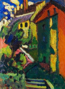 城への階段（ムルナウ）。 1909 作： Wassily Kandinsky
