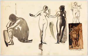 女性の裸体と聖フーベルトゥス、裏面: 女性の裸体 作： Wassily Kandinsky