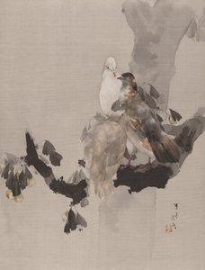 木のハト、ca。 1887。 作： Watanabe Seitei