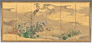 四季の花木（左画面） 作： Watanabe Shiko