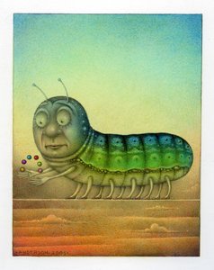 ジャグリング・キャタピラー, 2003 (ミクストメディア、アートボード) 作： ウェイン・アンダーソン