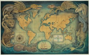 空想生物の世界地図, 2008 (ミクストメディア、アートボード)