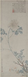 牡丹、掛け軸、1532（紙にインクと色） 作： Wen Zhengming