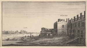 ホワイトホール階段、1625-77の川からのランベス宮殿の眺め。 作： Wenceslaus Hollar
