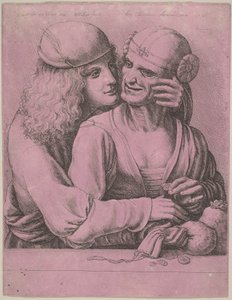 1646年、老婦人を愛撫する若い男性。