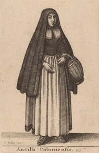 ケルンのメイド、1643年。 作： Wenceslaus Hollar