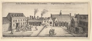 北側から見たアランデル・ハウス、1646年 作： Wenceslaus Hollar