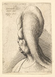 1歯の変形した老婦人の胸像、左向き、1665年。 作： Wenceslaus Hollar