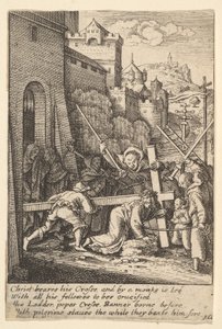 十字架を運ぶ、1625-77。 作： Wenceslaus Hollar
