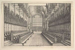 聖ジョージ教会、ウィンザー、1660年の合唱団と屋台。 作： Wenceslaus Hollar