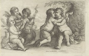 キリスト、ヨハネ、3 人のケルビム ペドペグニオン（シリーズタイトル） 作： Wenceslaus Hollar