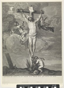 天使と十字架上のキリスト 作： Wenceslaus Hollar
