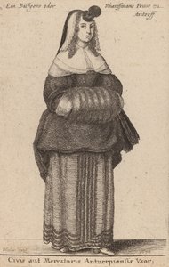 Ciuis aut Mercatoris Antuerpiensis Vxor, 1650年。 作： Wenceslaus Hollar