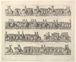 ロンドンを通るチャールズ2世の戴冠式行列、1662年。 作： Wenceslaus Hollar