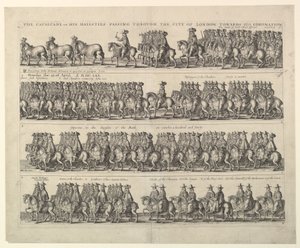 ロンドンを通るチャールズ2世の戴冠式行列、1662年。 作： Wenceslaus Hollar