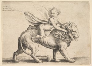 ライオンのキューピッド、1652年。 作： Wenceslaus Hollar