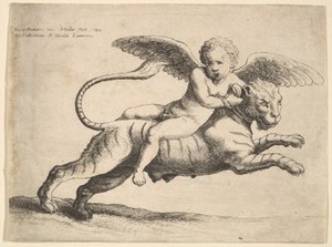 虎のキューピッド、1652年。 作： Wenceslaus Hollar