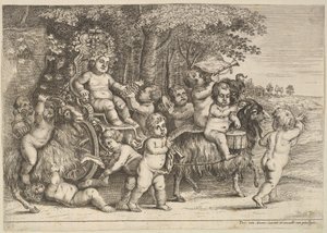 11人の少年と3匹の山羊、1625-77年。 作： Wenceslaus Hollar