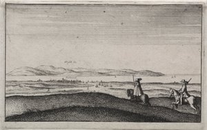 英語のビュー: ポーツマスからのワイト島 作： Wenceslaus Hollar