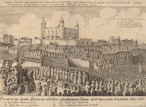 1641年、トーマス・ウェントワースの処刑。 作： Wenceslaus Hollar