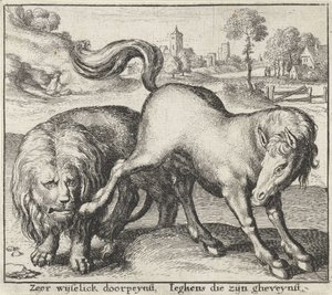 ライオンと種馬の寓話 寓話（シリーズタイトル） 作： Wenceslaus Hollar