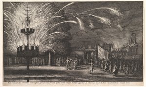 Hemissem、1625-77での花火。 作： Wenceslaus Hollar