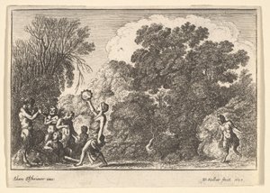 5人のサテュロスと2人のニンフ、1650年。 作： Wenceslaus Hollar