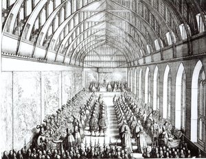 1672年、チャールズ2世の時代、ウィンザーのセントジョージズホールにあるガーターのごちそう 作： Wenceslaus Hollar