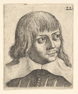 若い男性の頭、わずかに右を向いた、1625-77。 作： Wenceslaus Hollar