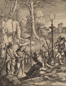 中傷者に立ち向かうイエス. 作： Wenceslaus Hollar