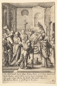 アンナスの前のイエス、1625-77年。 作： Wenceslaus Hollar