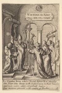 カイアファスの前のイエス、1625-77年。 作： Wenceslaus Hollar