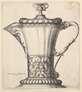広い注ぎ口のある水差し、1645。 作： Wenceslaus Hollar